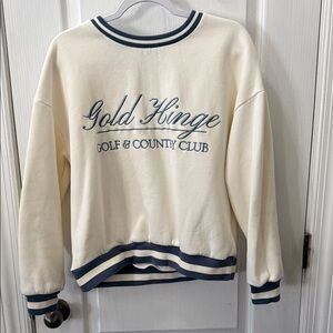 Gold Hinge Cream Sweatshirt with Blue Details